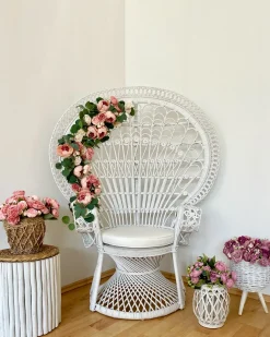 Sedia Peacock EMMANUELLE Rattan Bianco