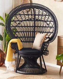 Sedia Peacock EMMANUELLE Rattan Nero