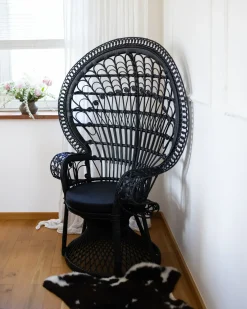 Sedia Peacock EMMANUELLE Rattan Nero