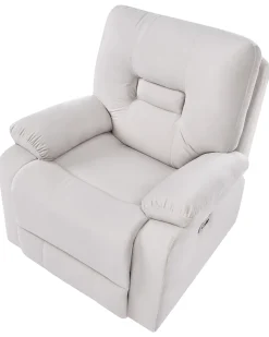 Sedia reclinabile elettrica BERGEN Poggiapiedi a scomparsa Velluto Beige chiaro