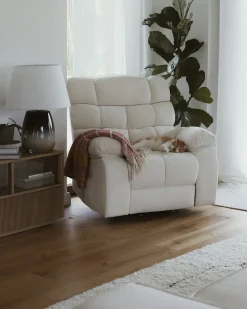 Sedia reclinabile elettrica ARES Poggiapiedi a scomparsa Tessuto Beige chiaro