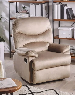 Sedia reclinabile ESLOV Poggiapiedi a scomparsa Velluto Tortora Beige