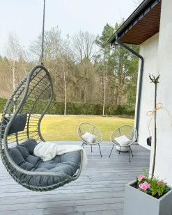 Sedia sospesa da fissare al soffitto PINETO Rattan sintetico (PE) Grigio