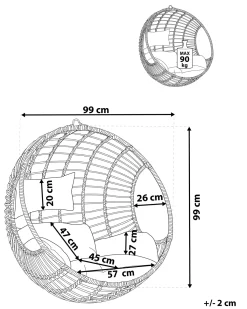 Sedia sospesa da fissare al soffitto ASPIO Rattan sintetico (PE) Nero