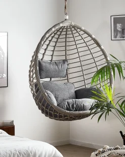 Sedia sospesa da fissare al soffitto TOLLO Rattan sintetico (PE) Grigio