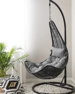 Sedia sospesa da fissare al soffitto ATRI II Rattan sintetico (PE) Nero