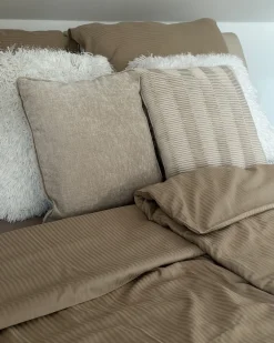 Set Copripiumino AVONDALE Raso di Cotone 155 x 220 cm Beige
