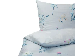 Set Copripiumino EVERGREEN Raso di Cotone 220 x 240 cm Azzurro