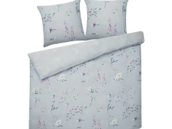 Set Copripiumino EVERGREEN Raso di Cotone 220 x 240 cm Azzurro