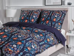 Set Copripiumino MADRONA Raso di Cotone 135 x 200 cm Blu scuro