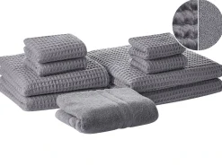 Set di 9 asciugamani AREORA Cotone Grigio chiaro