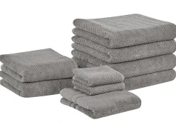 Set di 9 asciugamani MITIARO Tessuto a spugna Grigio