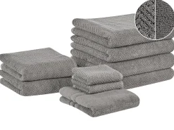 Set di 9 asciugamani MITIARO Tessuto a spugna Grigio