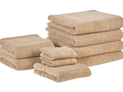 Set di 9 asciugamani MITIARO Tessuto a spugna Beige sabbia