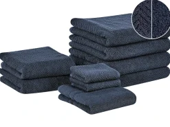 Set di 9 asciugamani MITIARO Tessuto a spugna Blu scuro