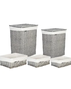Set di 5 cestini ELLA Legno di salice Grigio 50/86 L