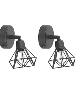 Set di 2 faretti ERMA Regolabile Metallo Nero