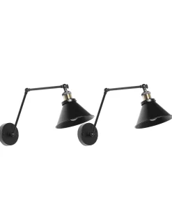 Set di 2 lampade da parete NARVA Regolabile Metallo Nero