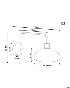 Set di 2 lampade da parete MOLINO Metallo Oro