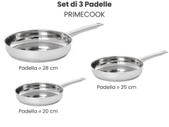 Set di 3 padelle PRIMECOOK Acciaio inox Argento