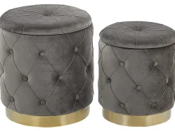 Set di 2 pouf contenitore PUEBLO Velluto Grigio