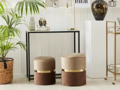 Set di 2 pouf contenitore WICHITA Velluto Marrone