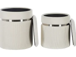 Set di 2 pouf contenitore CAMDENTON Velluto Bianco sporco