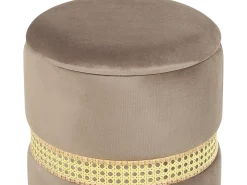 Set di 2 pouf contenitore MEDFORD Velluto Tortora