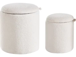 Set di 2 pouf contenitore BEREA Bouclé Bianco sporco