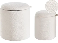 Set di 2 pouf contenitore BEREA Bouclé Bianco sporco