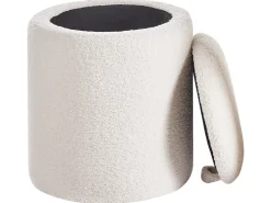 Set di 2 pouf contenitore BEREA Bouclé Bianco sporco