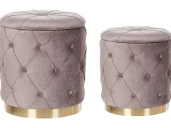 Set di 2 pouf contenitore PUEBLO Velluto Tortora