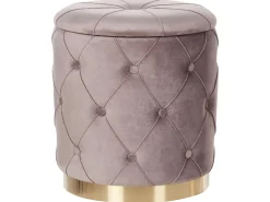 Set di 2 pouf contenitore PUEBLO Velluto Tortora