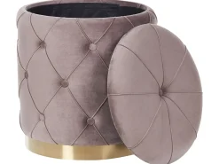Set di 2 pouf contenitore PUEBLO Velluto Tortora