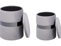 Set di 2 pouf contenitore DORIS Velluto Grigio chiaro