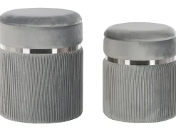 Set di 2 pouf contenitore CAMDENTON Velluto Grigio chiaro