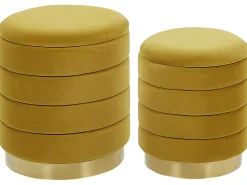 Set di 2 pouf contenitore GARLAND Velluto Senape