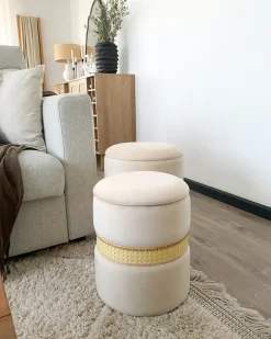 Set di 2 pouf contenitore MEDFORD Velluto Beige chiaro