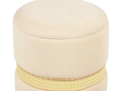 Set di 2 pouf contenitore MEDFORD Velluto Beige chiaro