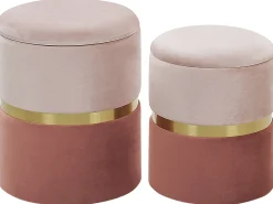 Set di 2 pouf contenitore WICHITA Velluto Rosa
