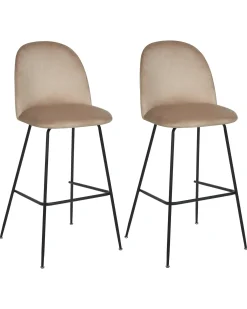 Set di 2 sedie alte ARCOLA Velluto Tortora