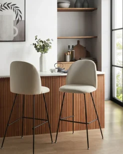 Set di 2 sedie alte ARCOLA Velluto Bianco sporco