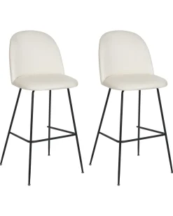 Set di 2 sedie alte ARCOLA Velluto Bianco sporco