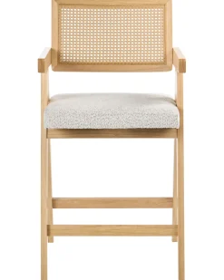 Set di 2 sedie alte AVA Legno Marrone chiaro/Beige
