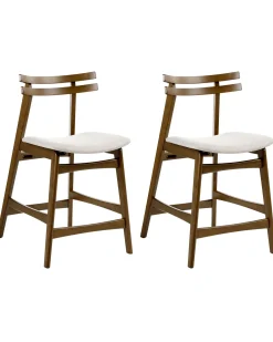 Set di 2 sedie alte CYNTHIANA Legno Marrone/Beige chiaro