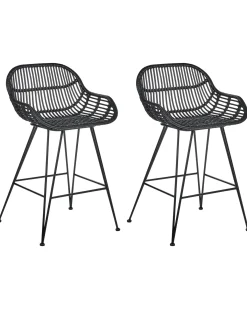 Set di 2 sedie alte TERRELL Rattan Nero