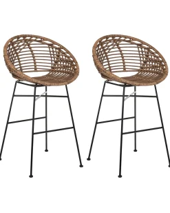 Set di 2 sedie alte WINDOM Rattan Marrone