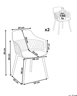 Set di 2 sedie da pranzo ALMIRA Grigio chiaro