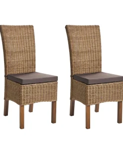 Set di 2 sedie da pranzo ANDES Rattan Marrone