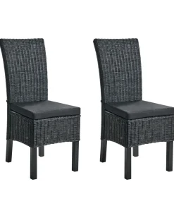 Set di 2 sedie da pranzo ANDES Rattan Nero